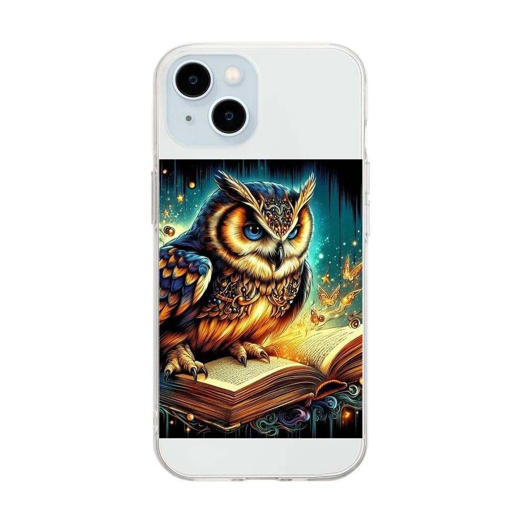 終わらない夢🌈のフクロウ🦉🌕 Soft Clear Smartphone Case