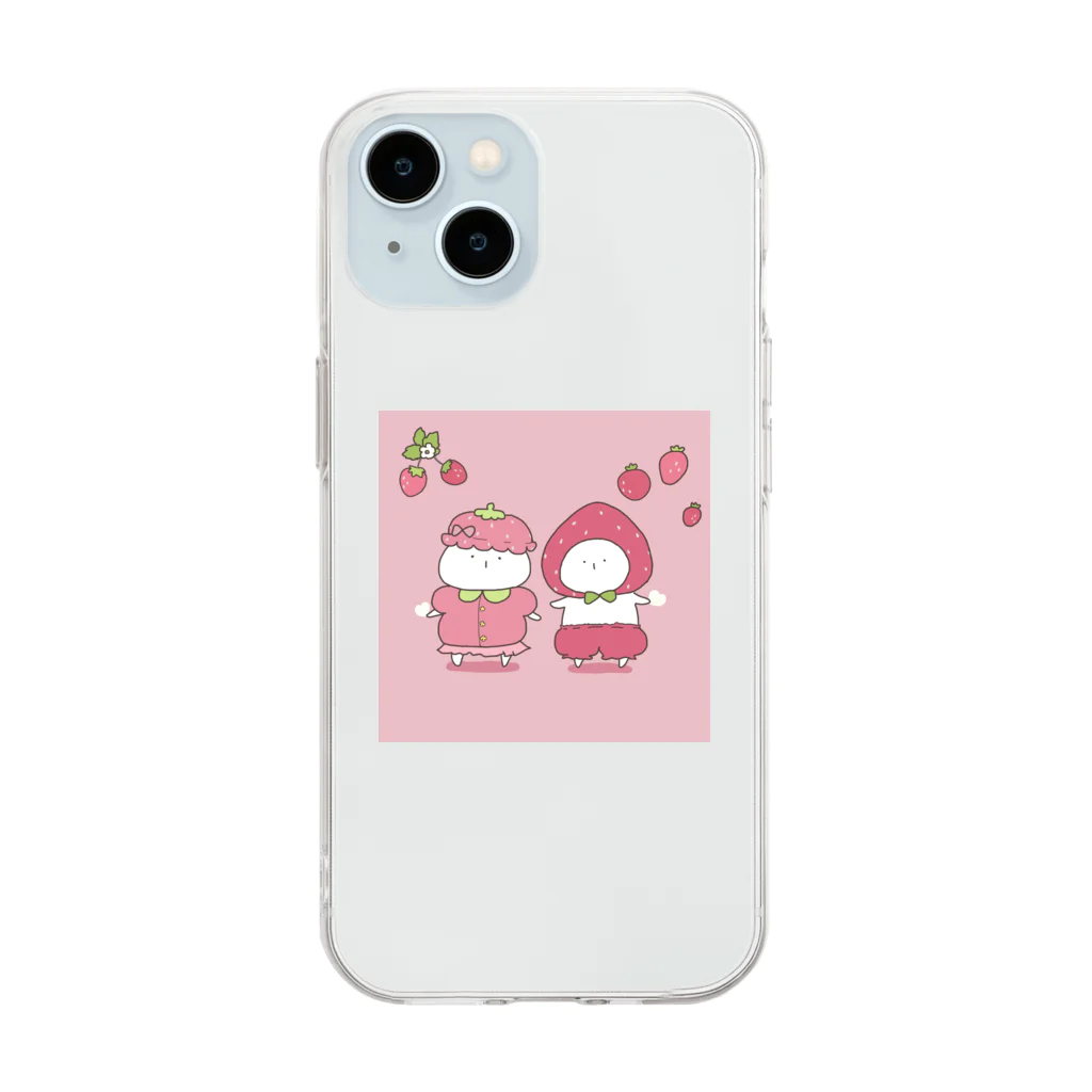 ‪︎‬♥︎sumin‪︎‬♥︎のいちごなうさぎ Soft Clear Smartphone Case