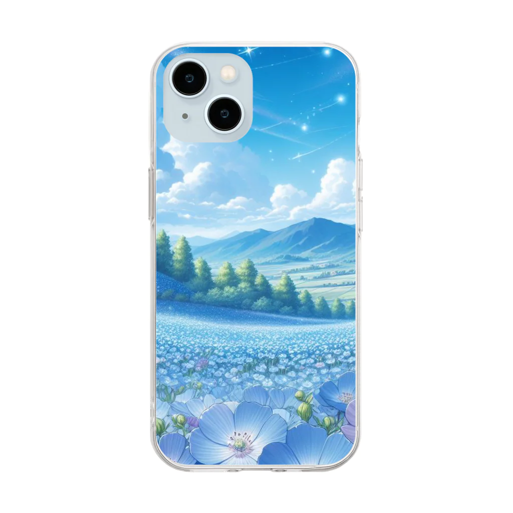 天(そら)のアトリエの幻想的な空とネモフィラの丘 Soft Clear Smartphone Case