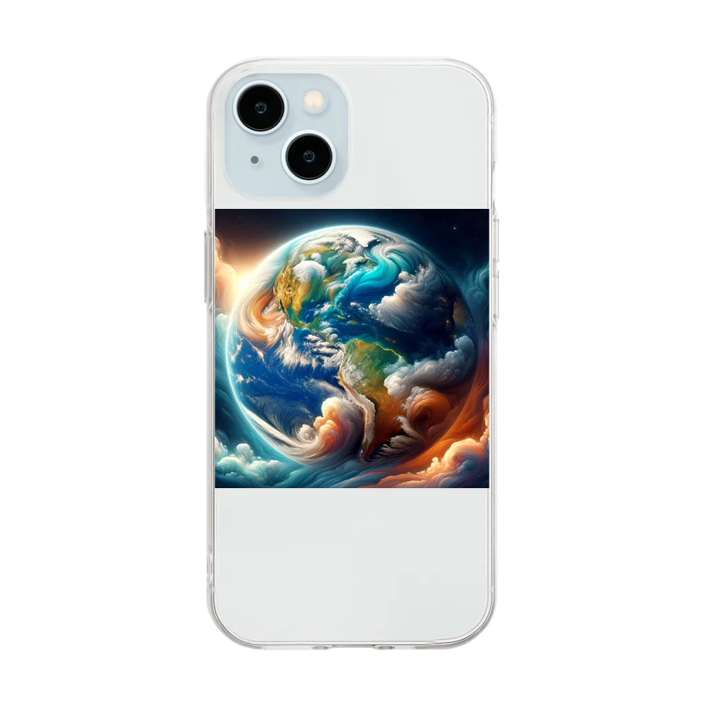 podotataのマグニフィセント地球 Soft Clear Smartphone Case