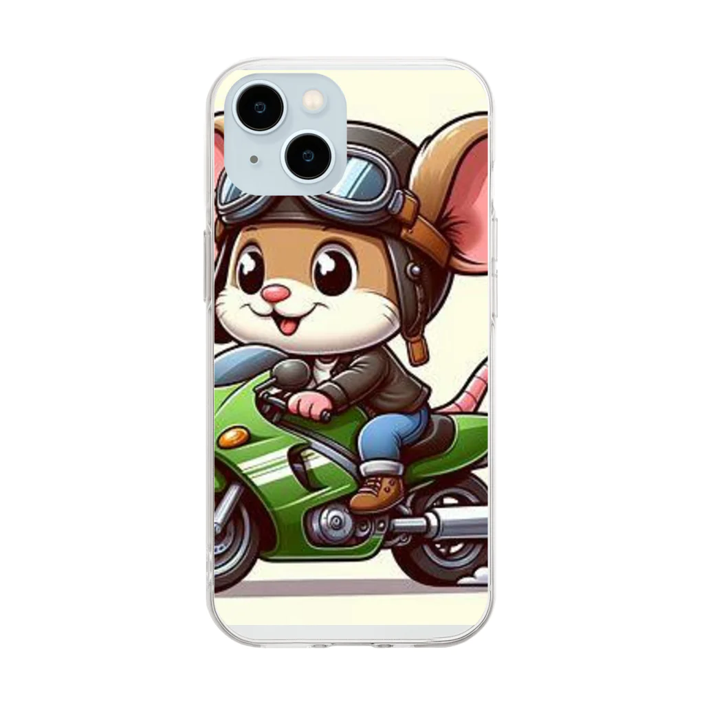 kyokingのバイクねずみ Soft Clear Smartphone Case