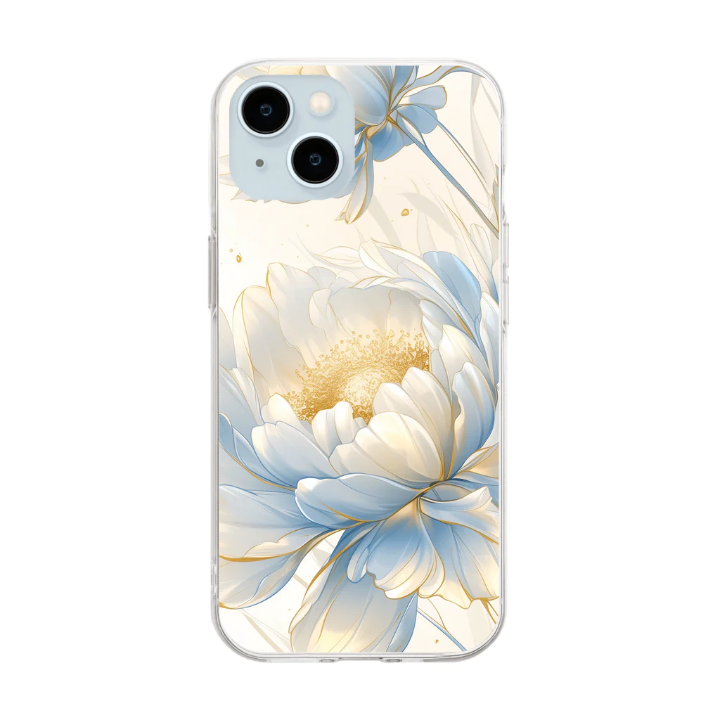 cute styleのLucky Flower Silver Blue Soft Clear Smartphone Case