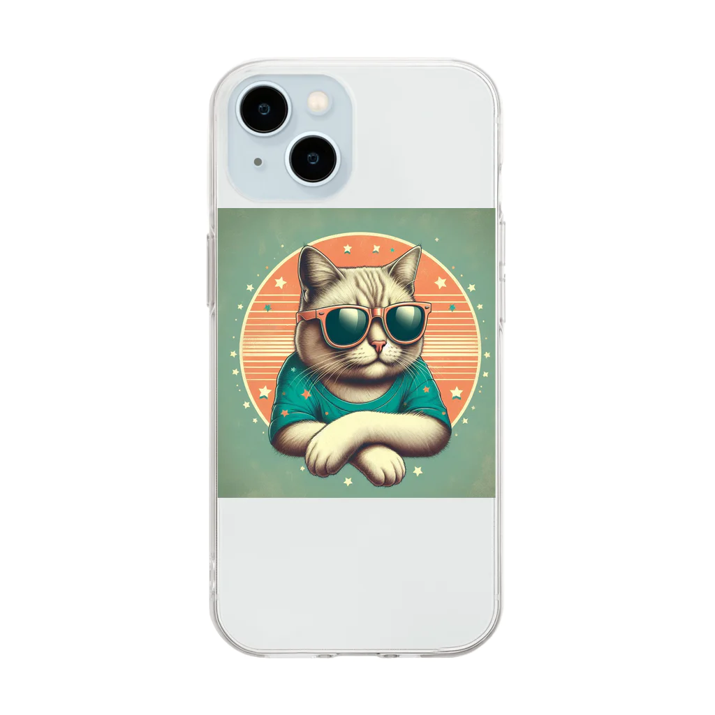 CECIL1602のサングラスをかけた猫 Soft Clear Smartphone Case