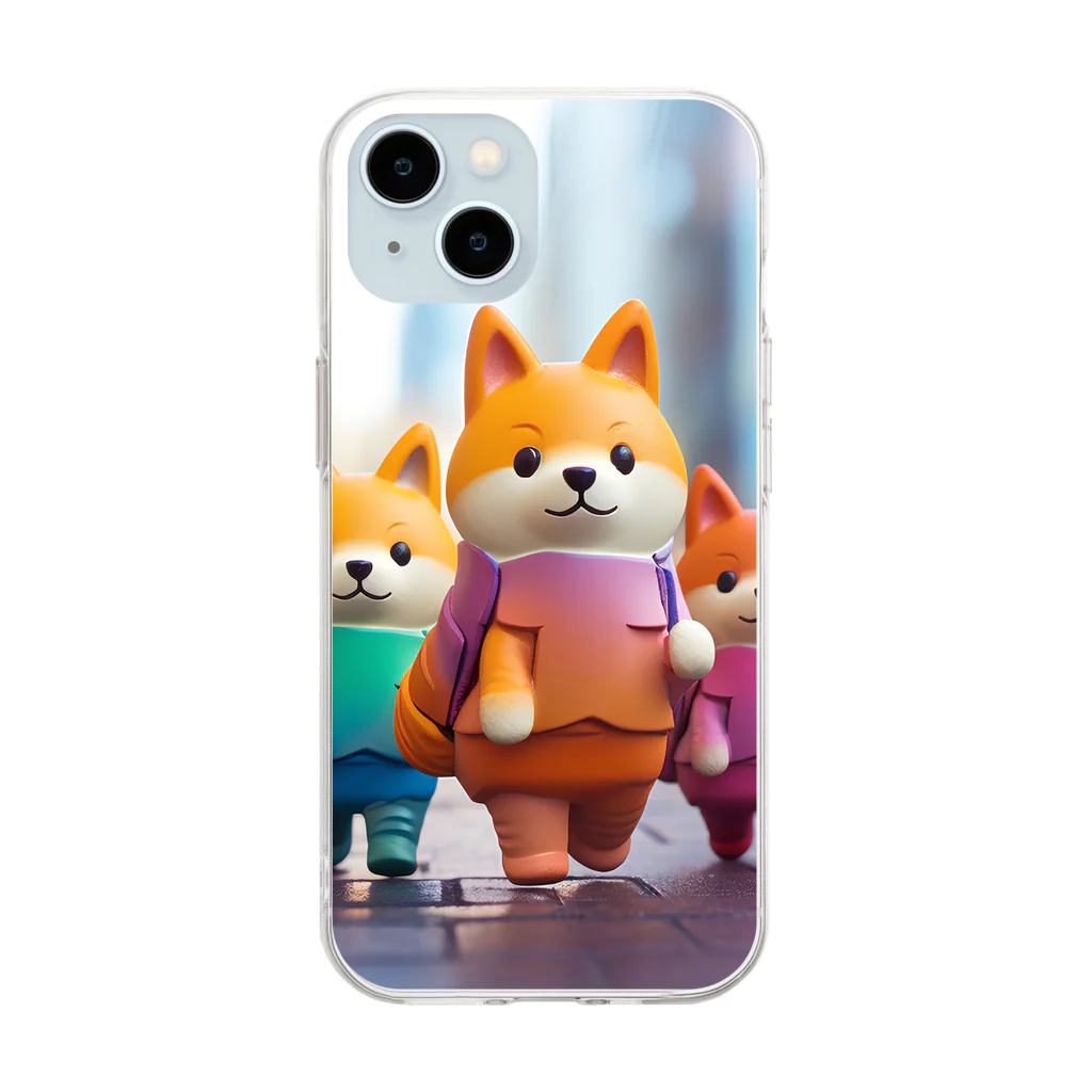 まみおデザインの闊歩するシバ犬 Soft Clear Smartphone Case