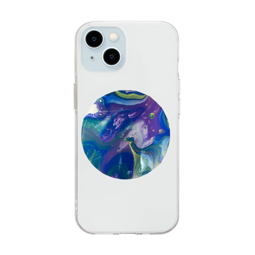 marbling designの宇宙 Soft Clear Smartphone Case