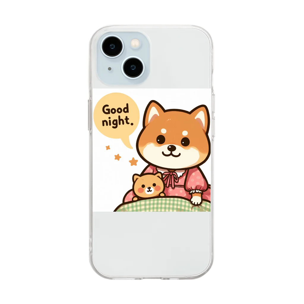 メアリーの今夜は可愛い柴犬スタンプで癒しの時間 Soft Clear Smartphone Case