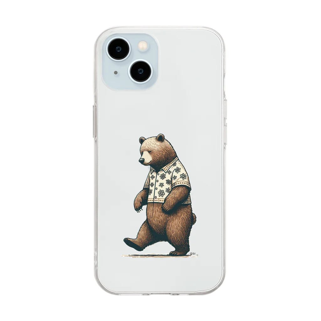 lblの悩み多きクマさん Soft Clear Smartphone Case