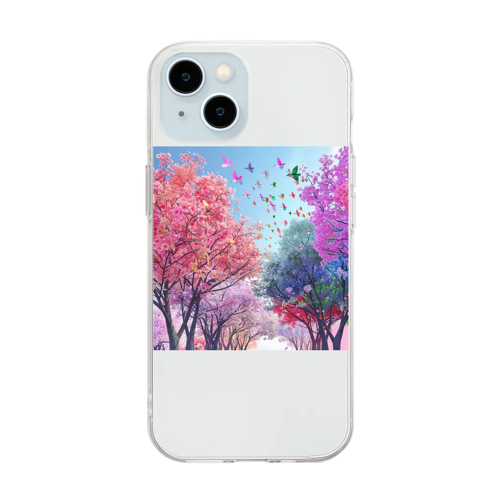 AQUAMETAVERSEの自然の美しい木々と鳥　なでしこ1478 Soft Clear Smartphone Case