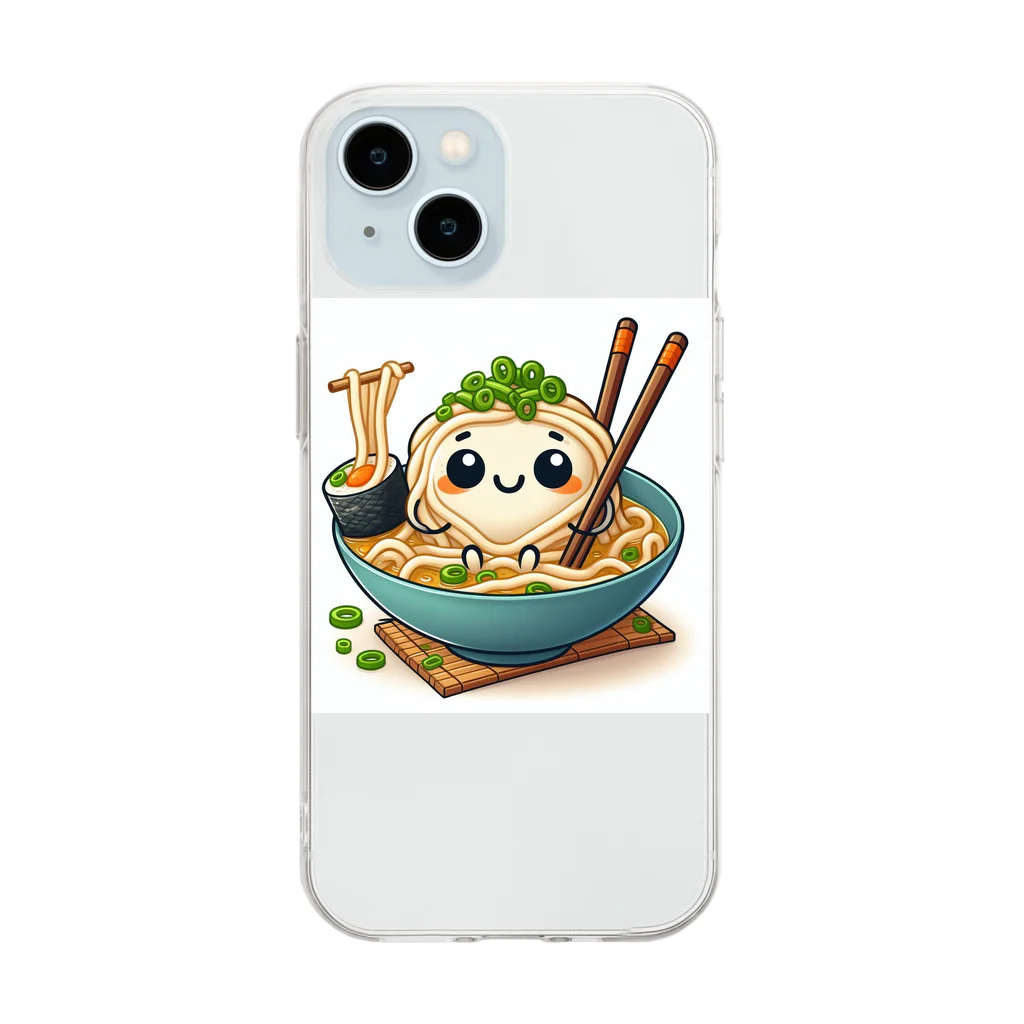 toto444のかわいいうどん Soft Clear Smartphone Case