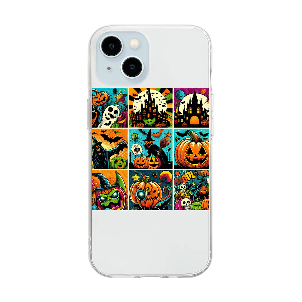 momonekokoのポップなハロウィン Soft Clear Smartphone Case