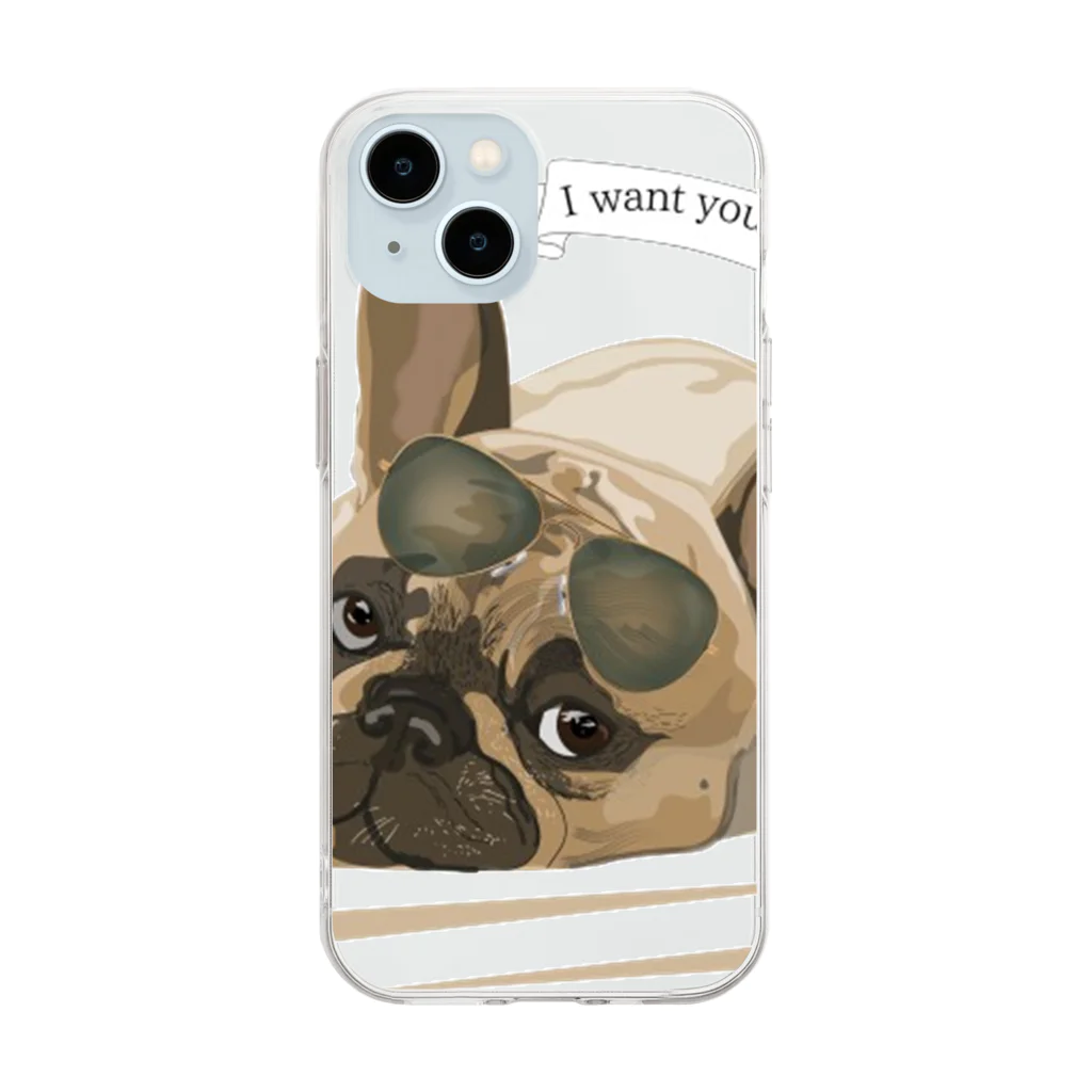 3dog_mamanの甘えて見つめるワンちゃん Soft Clear Smartphone Case