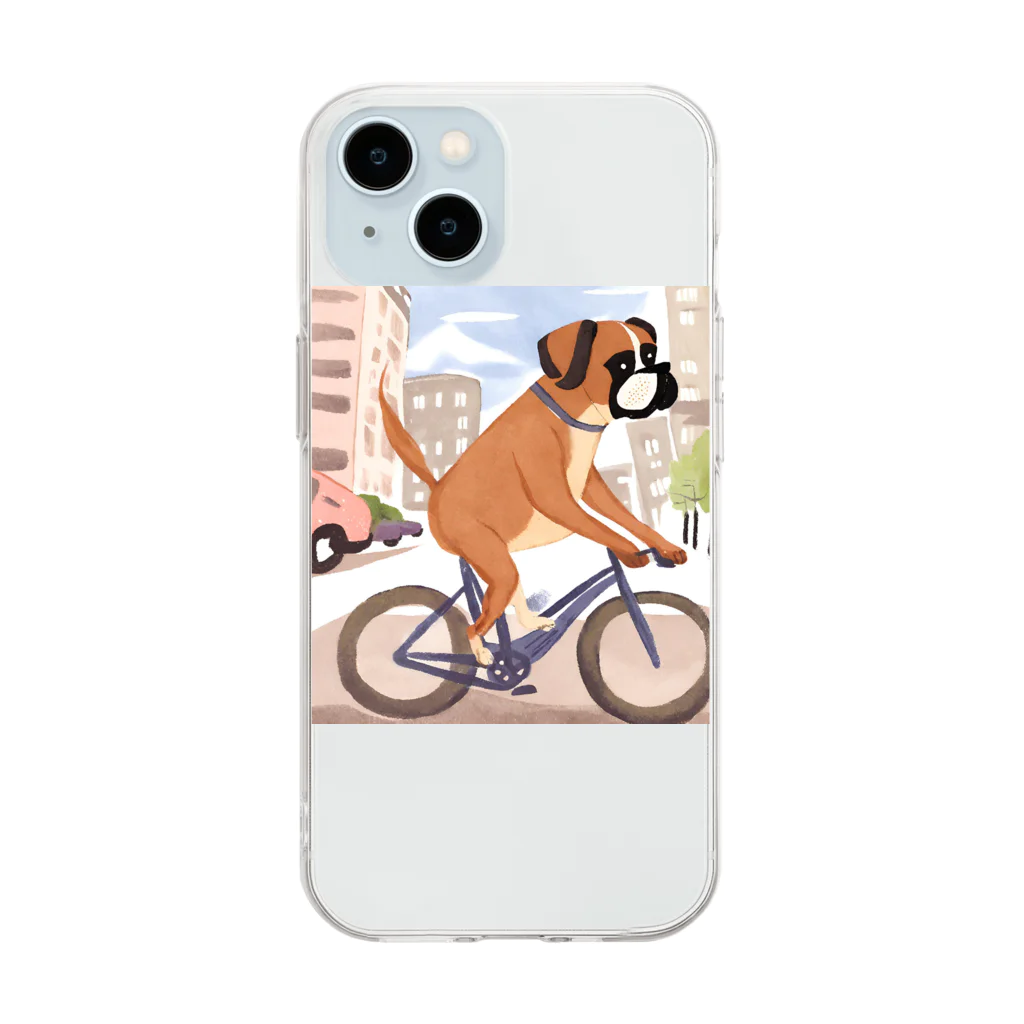 ボクサー犬が好きなんです❗のチャリボクサー犬 Soft Clear Smartphone Case