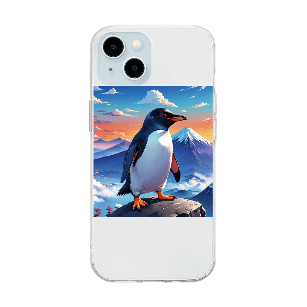 hade_raの富士山を目指すペンギン Soft Clear Smartphone Case