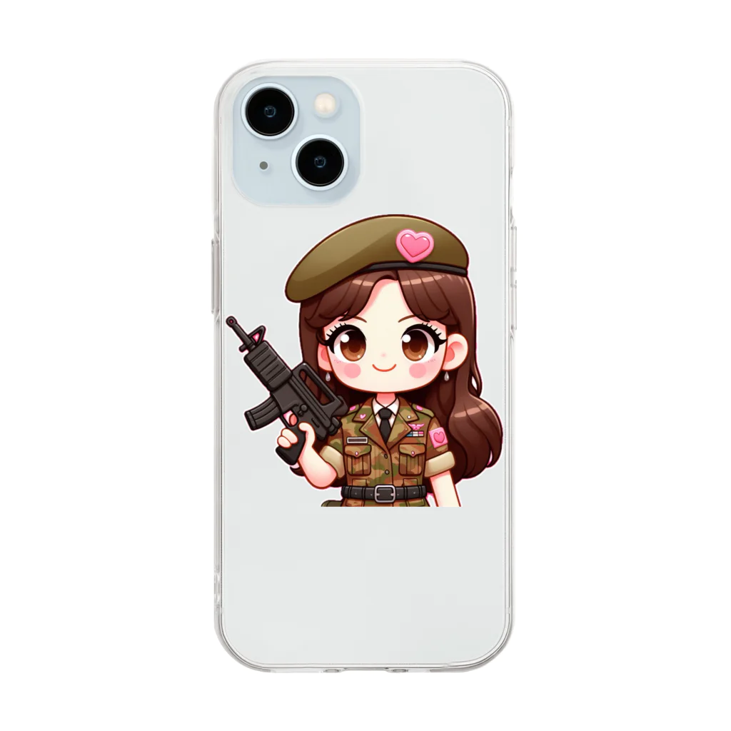 WakuWakustoreのarmy girl Soft Clear Smartphone Case