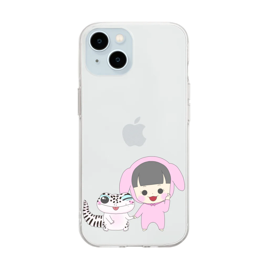 milkyway.77のアルラビちゃんとレオパ Soft Clear Smartphone Case