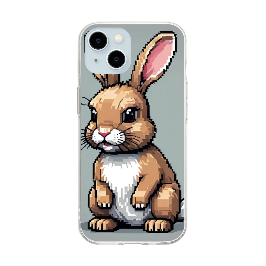 miyasaku102のドット絵ウサギ Soft Clear Smartphone Case