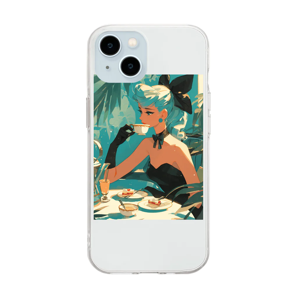 AQUAMETAVERSEのティファニーでお茶を　Hime  2530 Soft Clear Smartphone Case