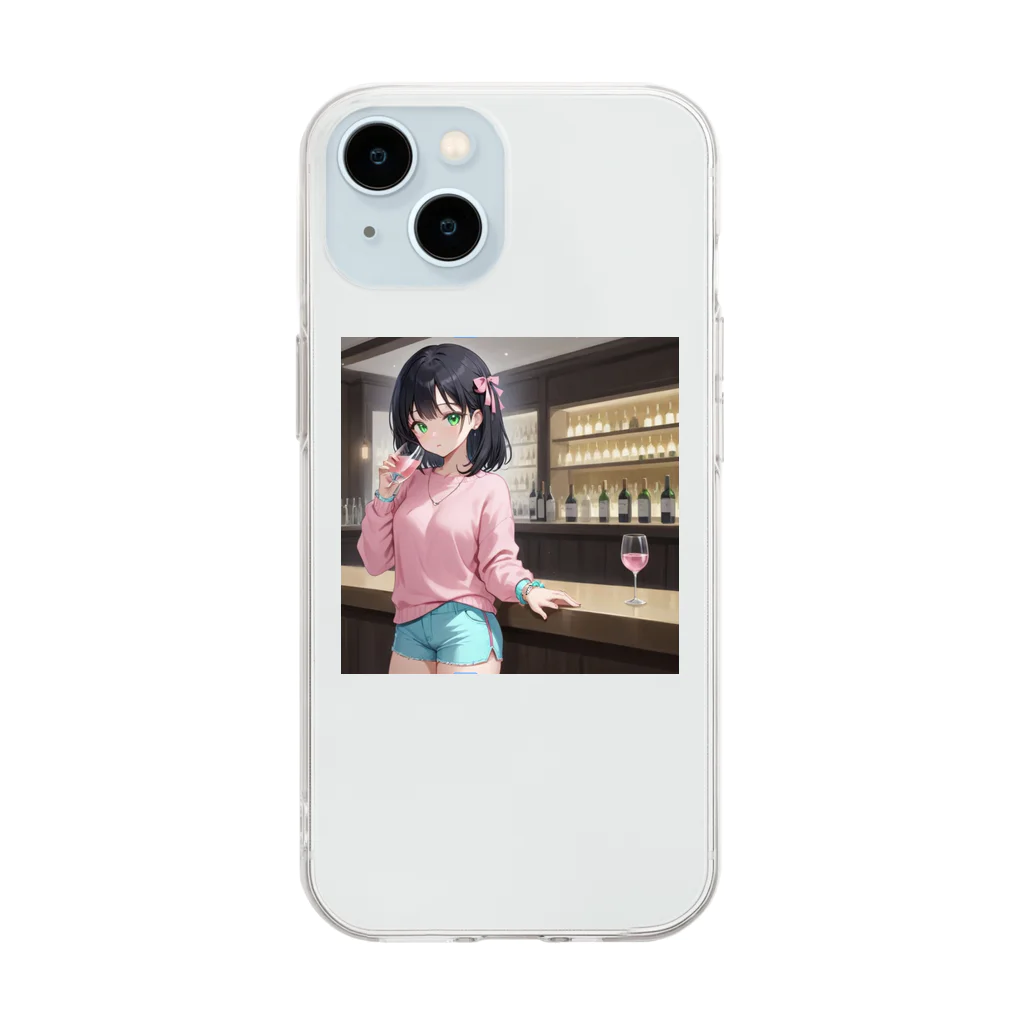 AIデザインちゃんの酒豪AIちゃん　ロリ系女子のワイン愛好家 Soft Clear Smartphone Case