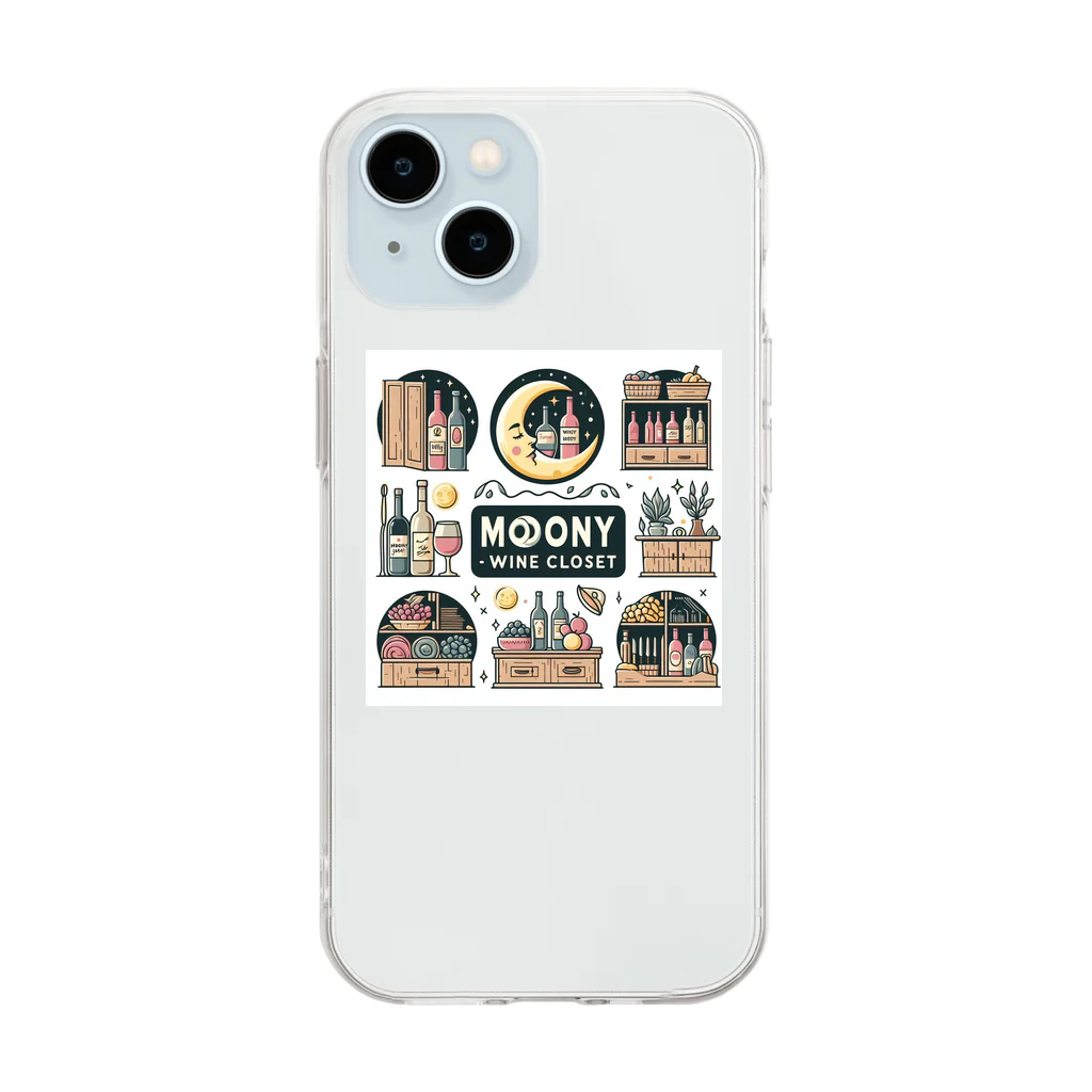 MOONY'S Wine Closetの夢心地な月夜の小さなワイン屋さん Soft Clear Smartphone Case