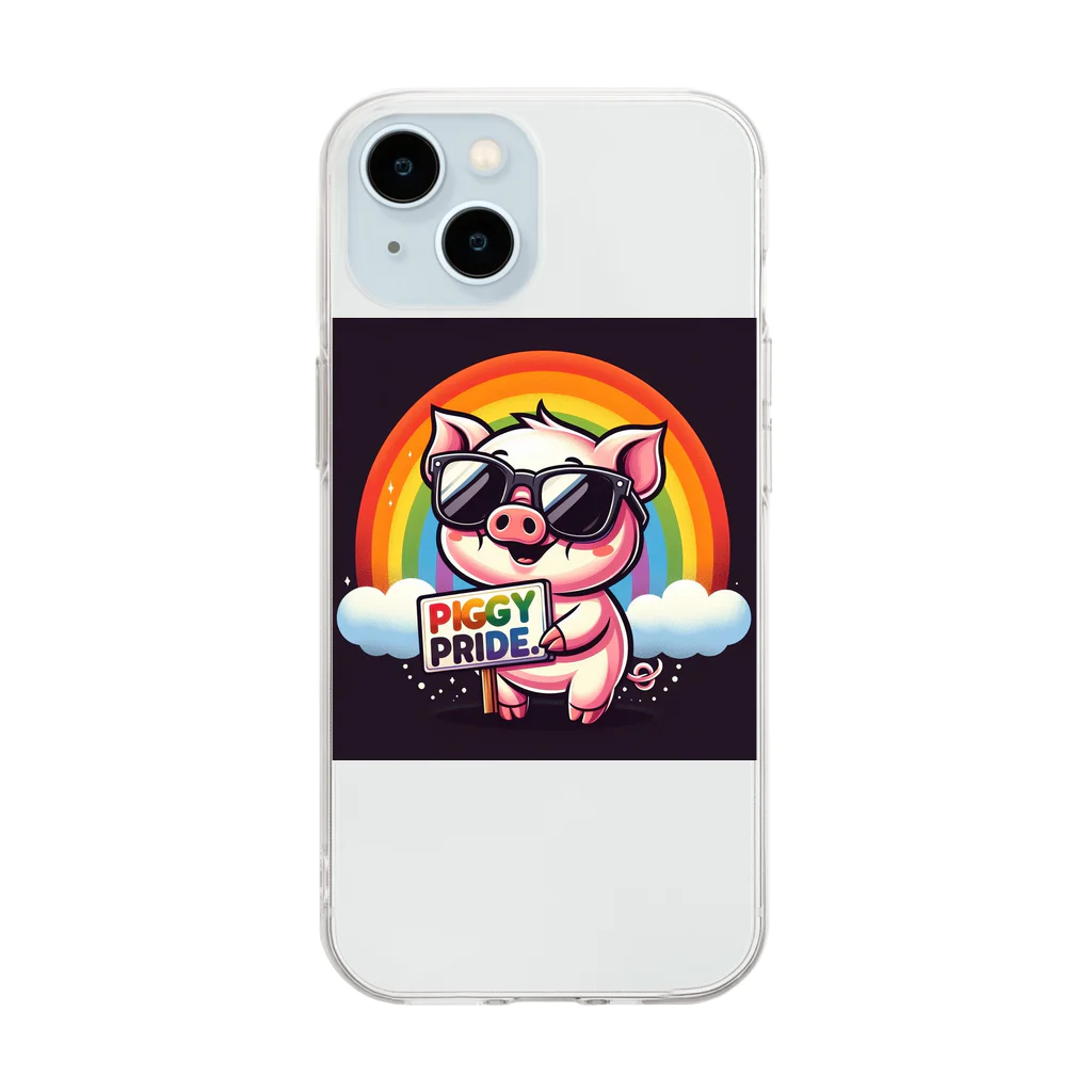 Peruperuの可愛い子豚 Soft Clear Smartphone Case