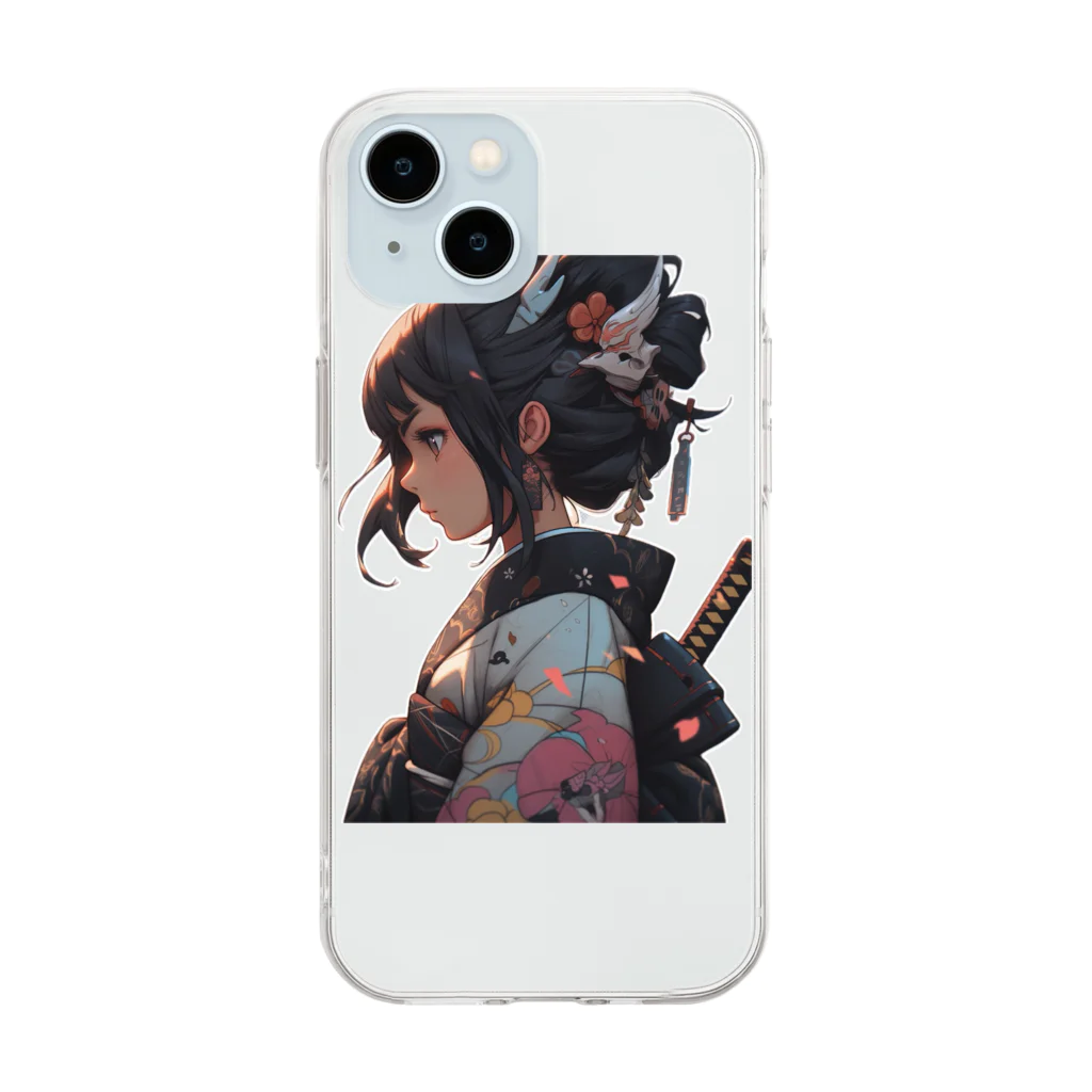 WakuWakustoreのBeautiful Samurai Soft Clear Smartphone Case