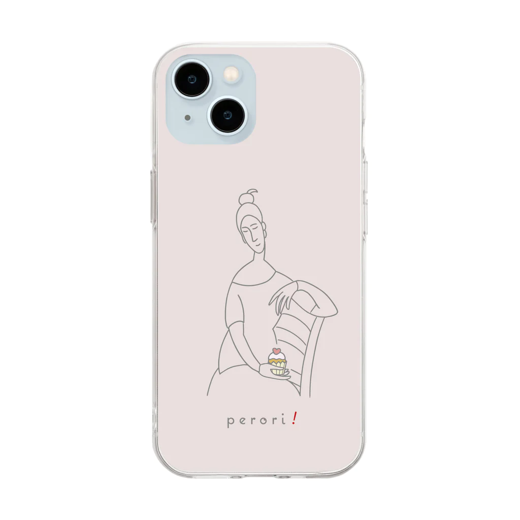 ビールとアート TM-3 Designの名画 × スイーツ（モディリアーニ） Soft Clear Smartphone Case