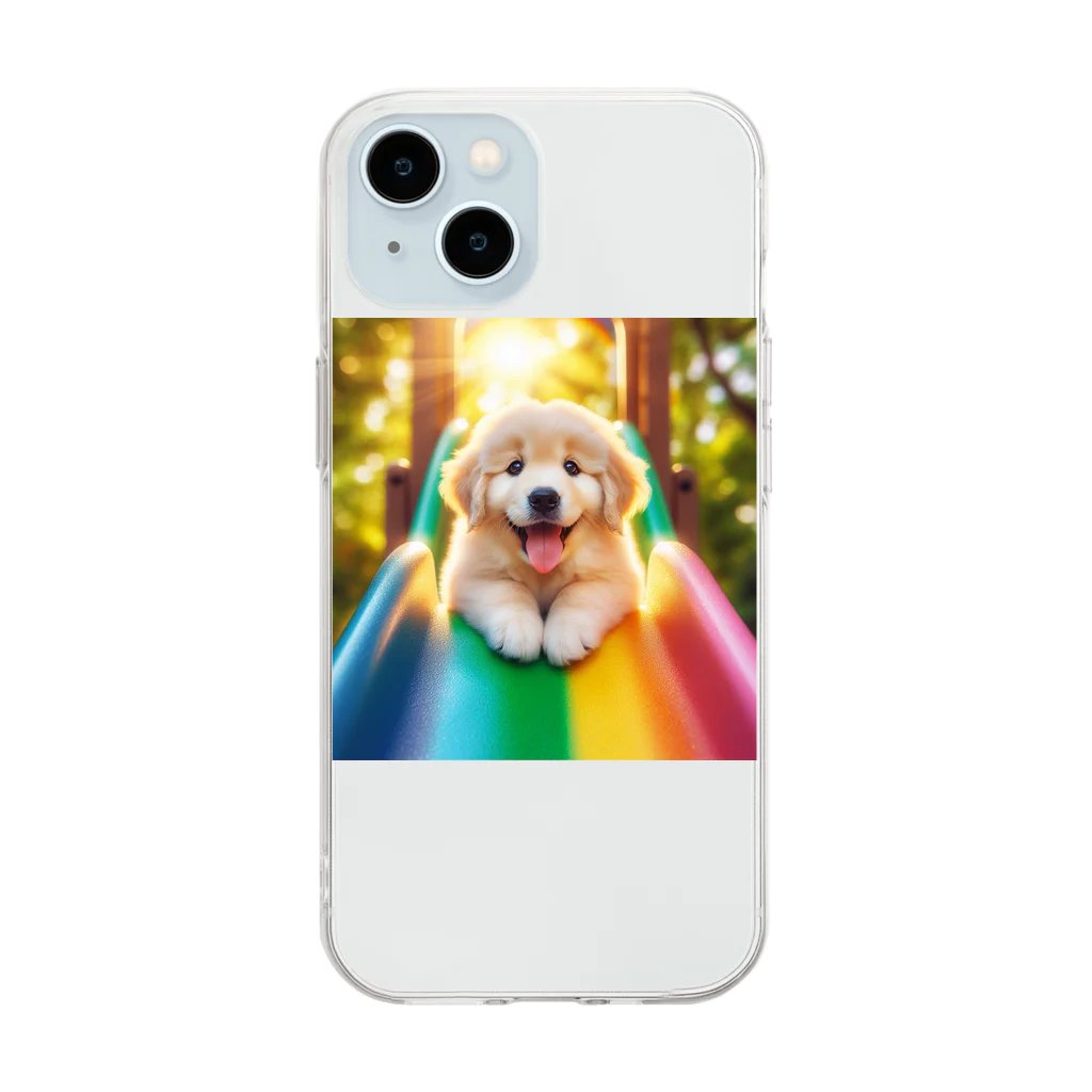 jumping坊主の犬の喜び Soft Clear Smartphone Case