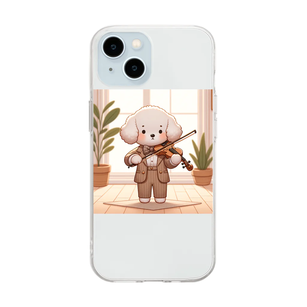 makoto401のバイオリンを弾くワンちゃん Soft Clear Smartphone Case