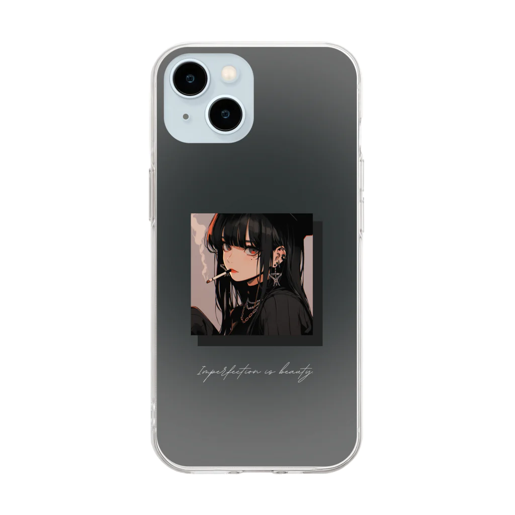 w-clubのManga x Dark Illustration Soft Clear Smartphone Case