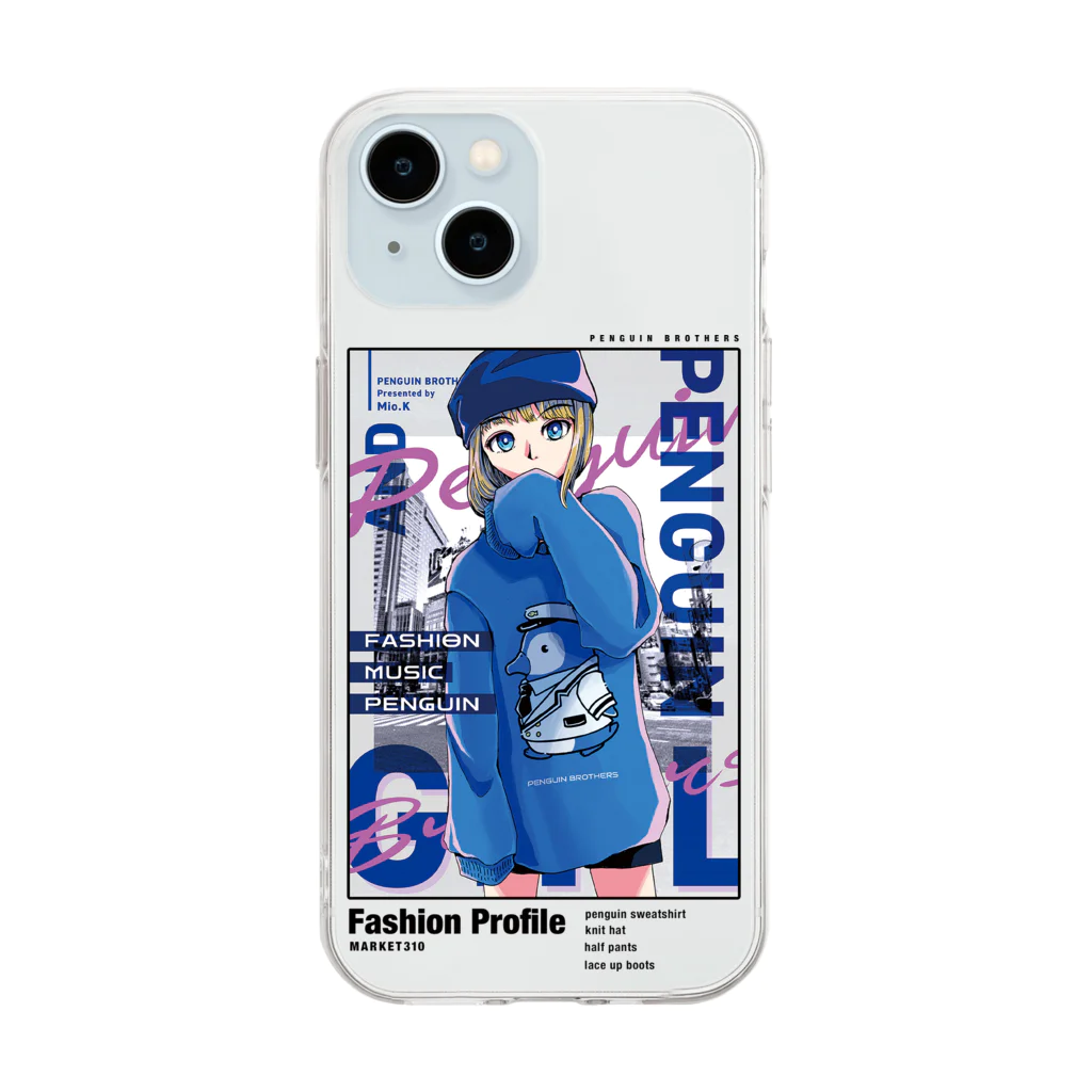 MARKET 310 / SUZURI支店のPenguin Fashion Code #1 Soft Clear Smartphone Case