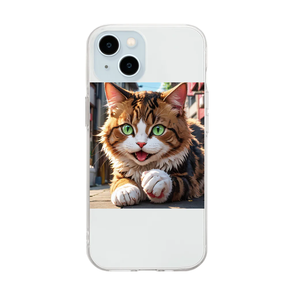 oz-chanの何かしようとしてる猫 Soft Clear Smartphone Case