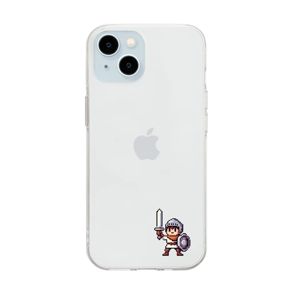 ワンポイントのピクセルの戦士 Soft Clear Smartphone Case