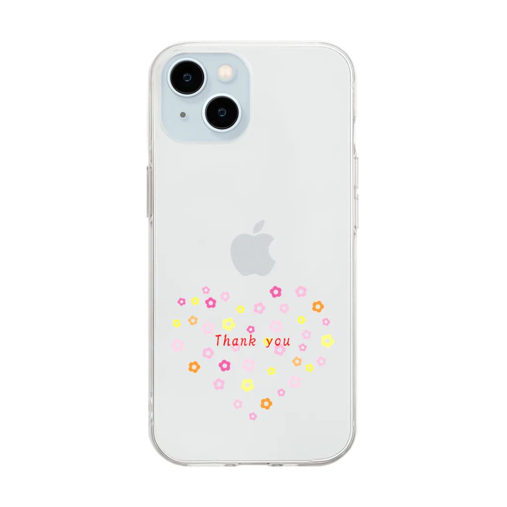 ainarukokoroのありがとう　感謝　Thank you プレゼント　かわいい　ハート Soft Clear Smartphone Case