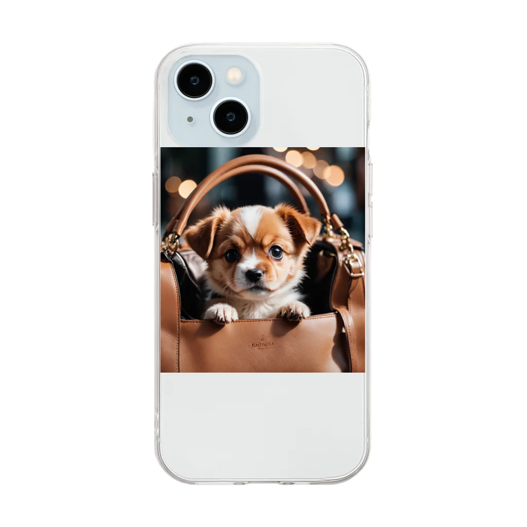 hanako_nono21のバッグに入った犬 Soft Clear Smartphone Case