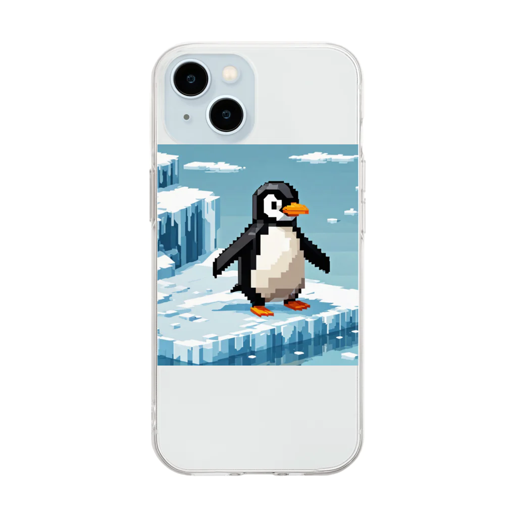 temtemの氷の上を歩くペンギン Soft Clear Smartphone Case