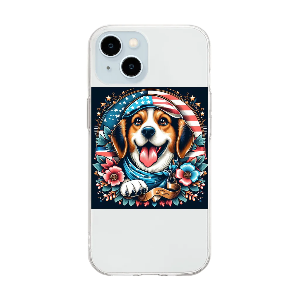 a.t.storeのアメリカンな犬 Soft Clear Smartphone Case