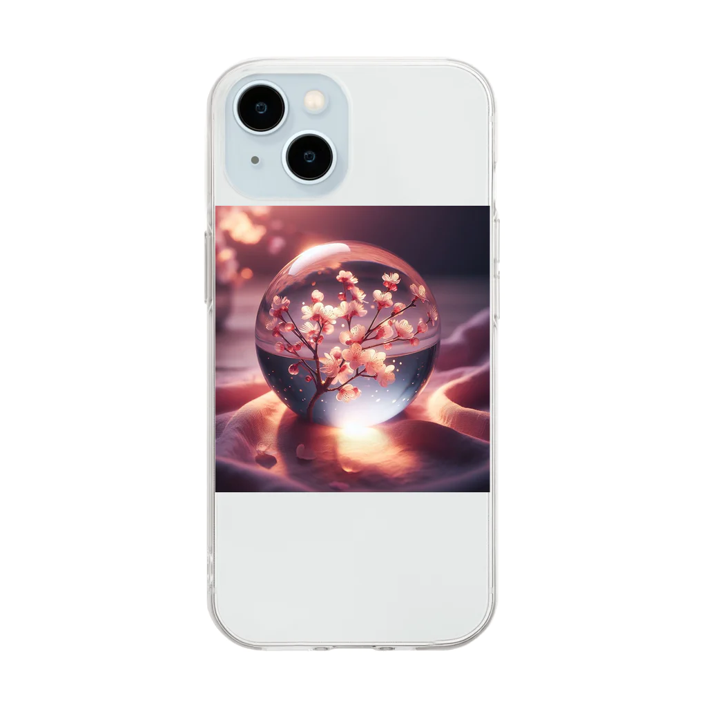 運気上昇グッズストアの桜水晶 Soft Clear Smartphone Case