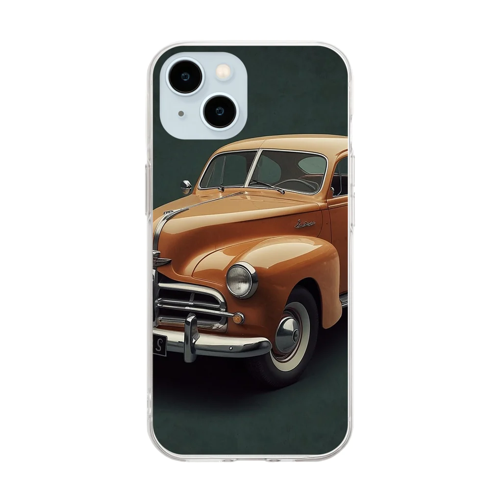 SHOP NASUNOのレトロ車のスマホケース Soft Clear Smartphone Case