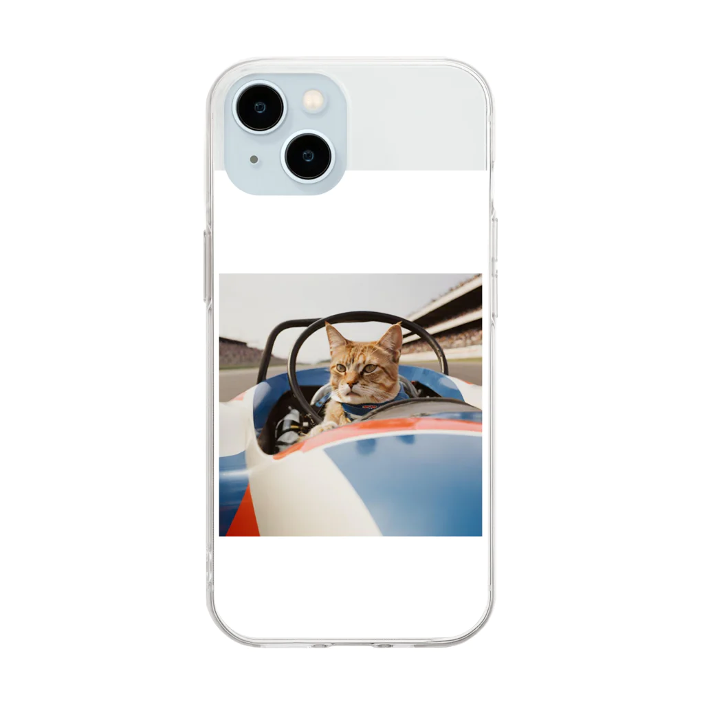 保護ねこねっこ倶楽部のスピードスターにゃんこ Soft Clear Smartphone Case