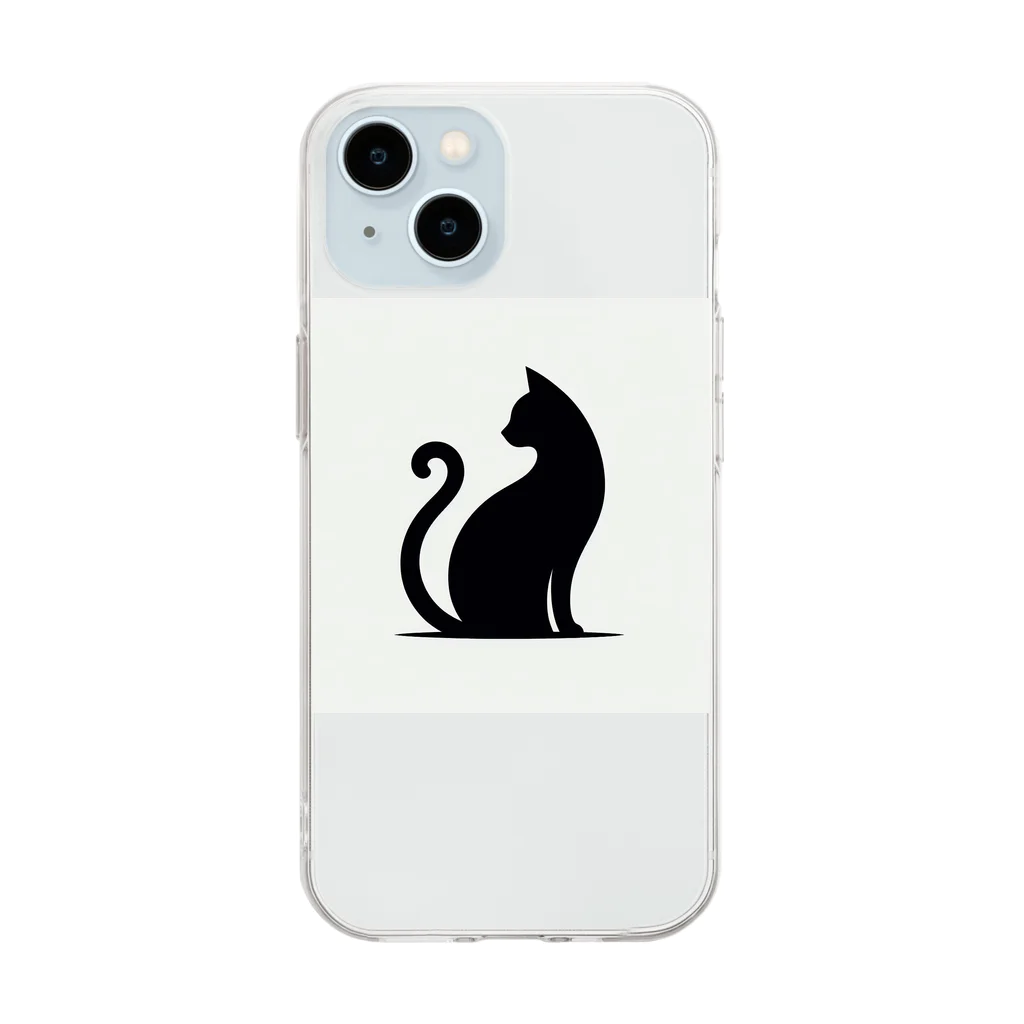 30heatのキャットシルエット Soft Clear Smartphone Case