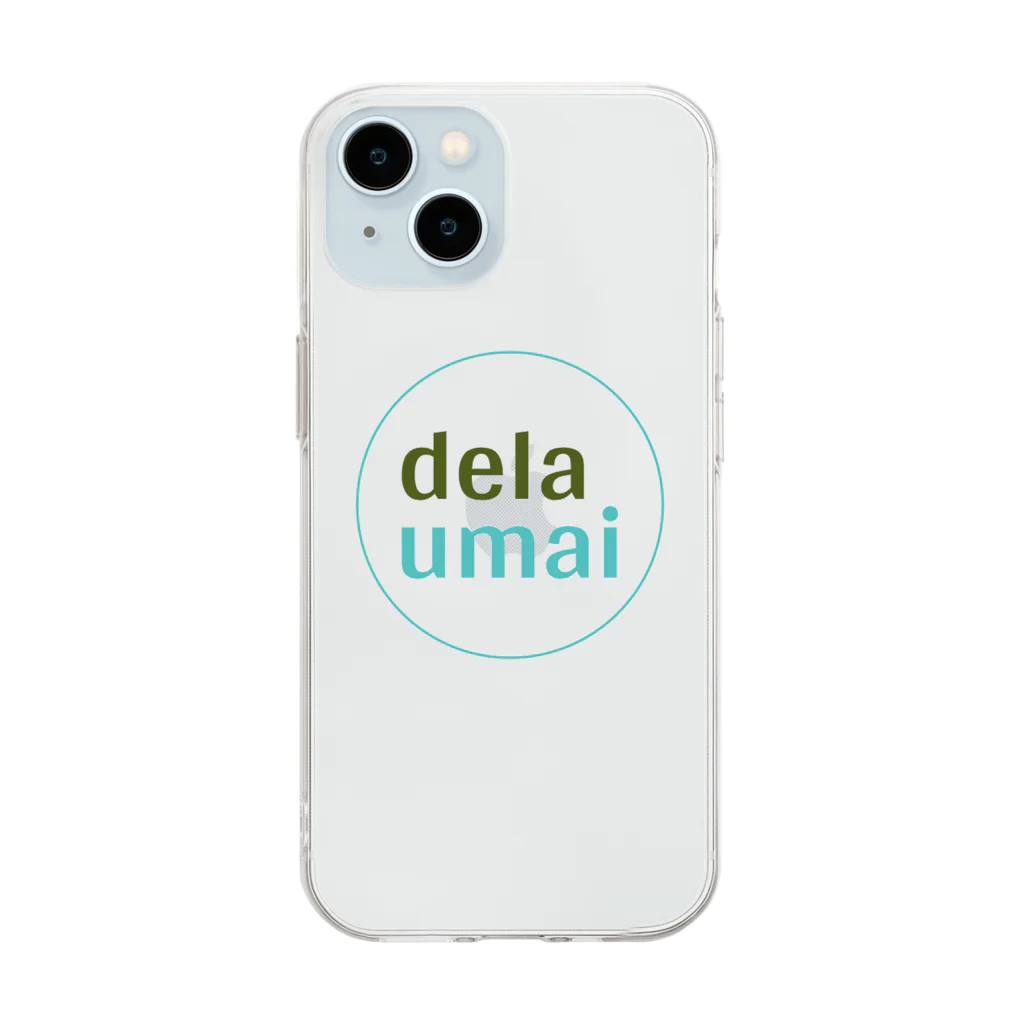 carl-carlのdela umai ロゴ丸 Soft Clear Smartphone Case