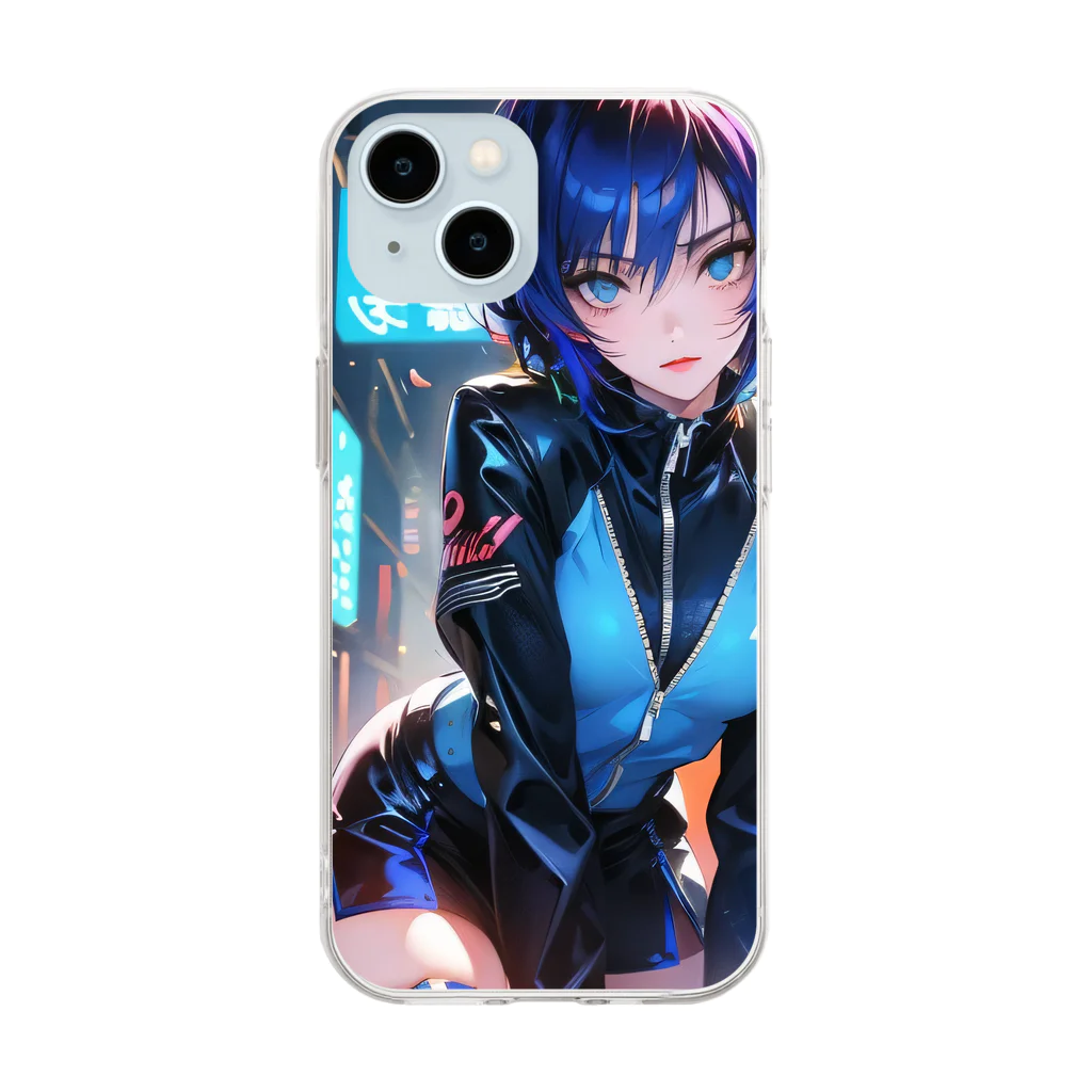 DRILLERのサイバーパンク　2次元美少女 Soft Clear Smartphone Case