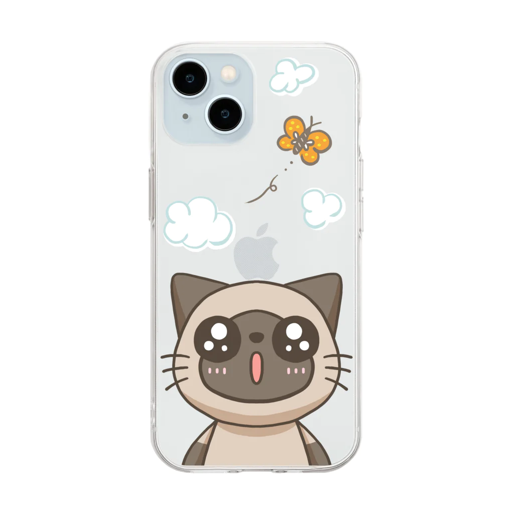 aniopics (あにまるぴくす)のLimeくん(シャム猫)のスマホケースver.3 Soft Clear Smartphone Case