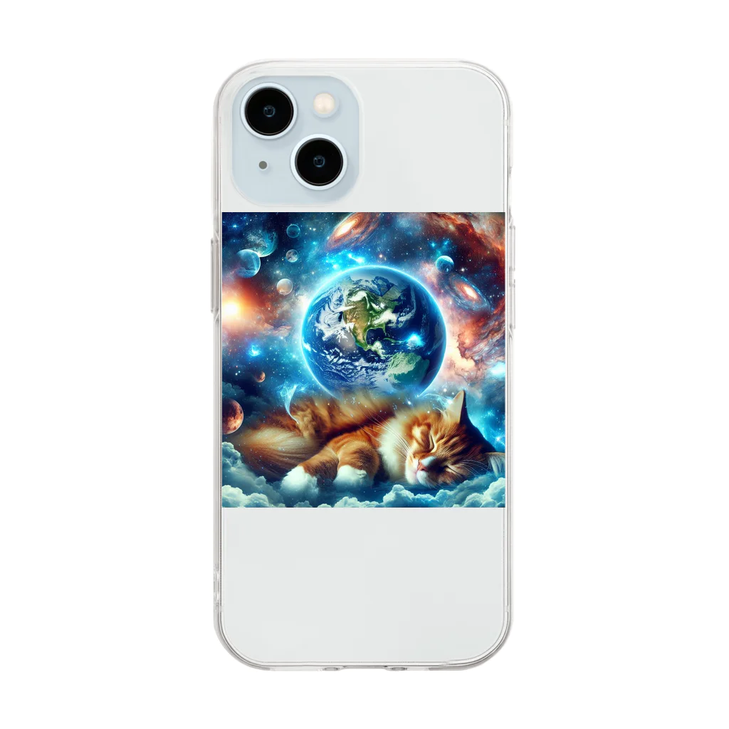 space catの夢見る猫 Soft Clear Smartphone Case