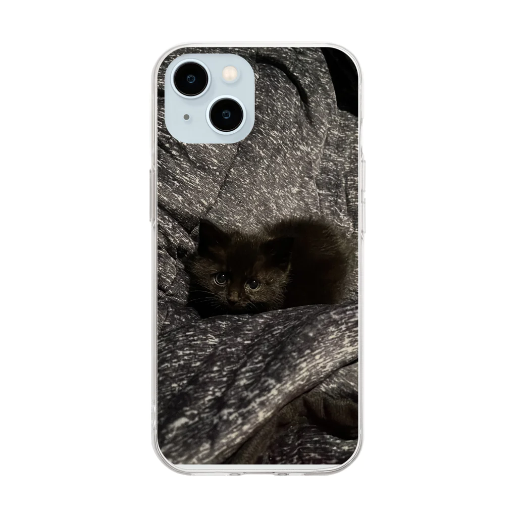 黒猫くぅのおみせの黒猫まいきー Soft Clear Smartphone Case