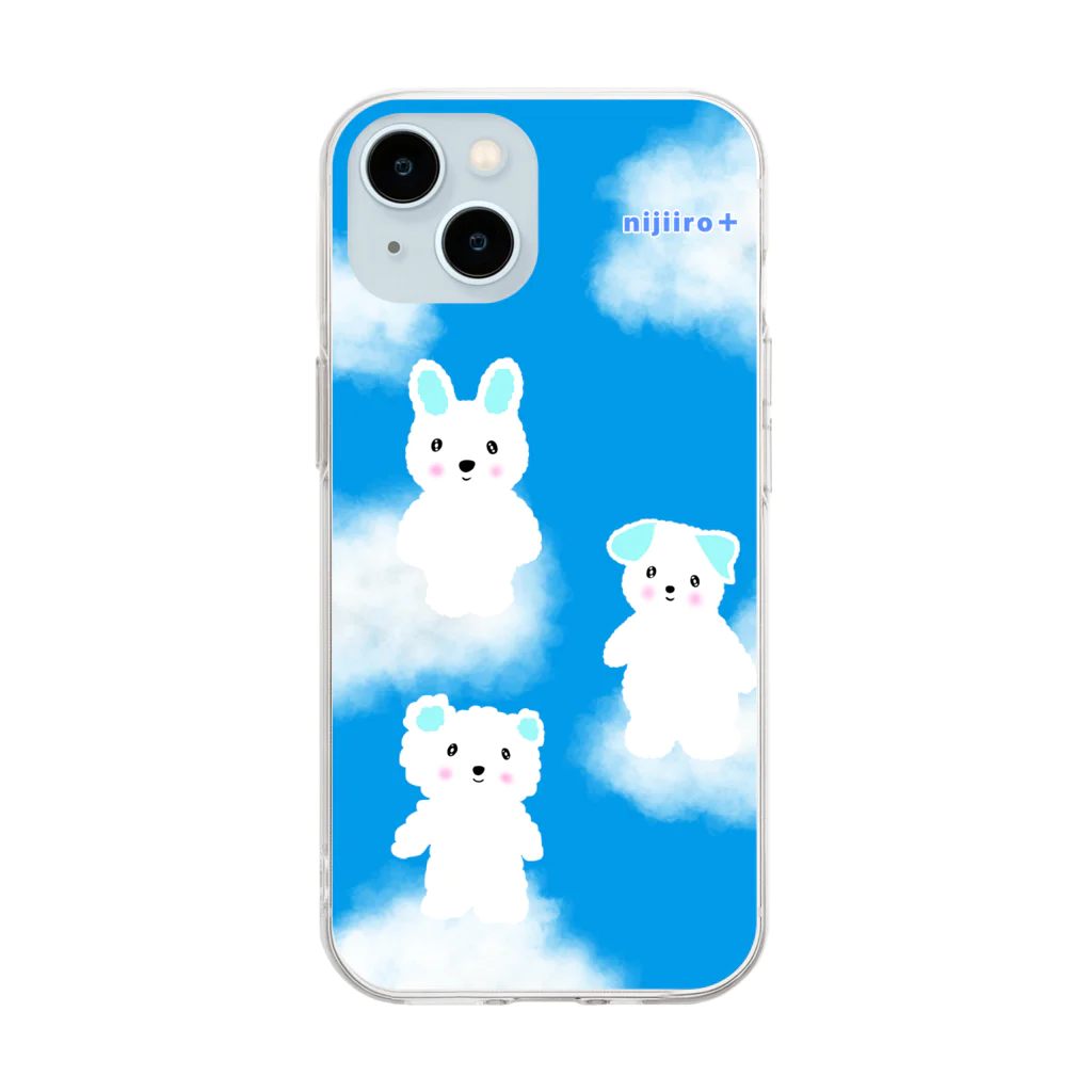 虹色PLUSのふわ雲アート Soft Clear Smartphone Case