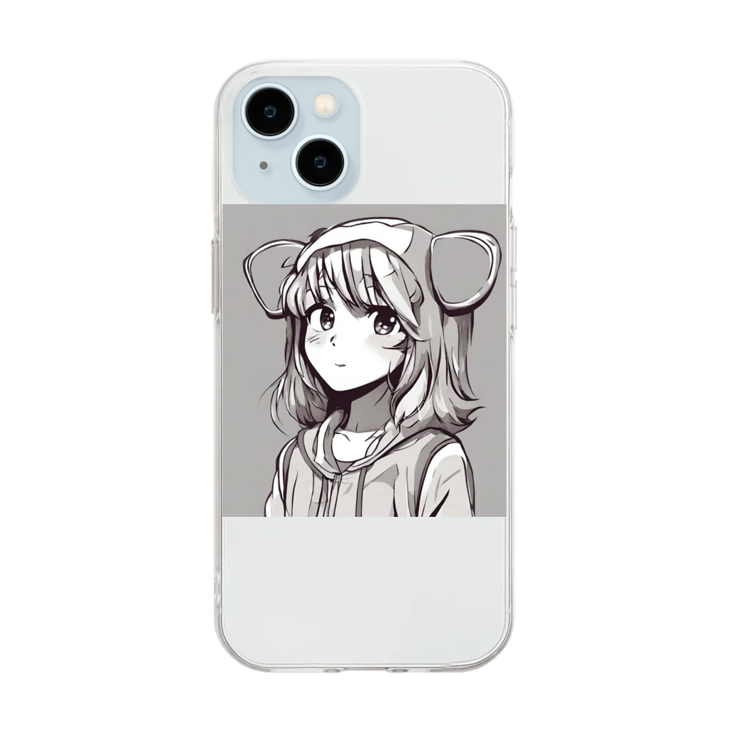 Mahaloのパーカーの女の子 Soft Clear Smartphone Case