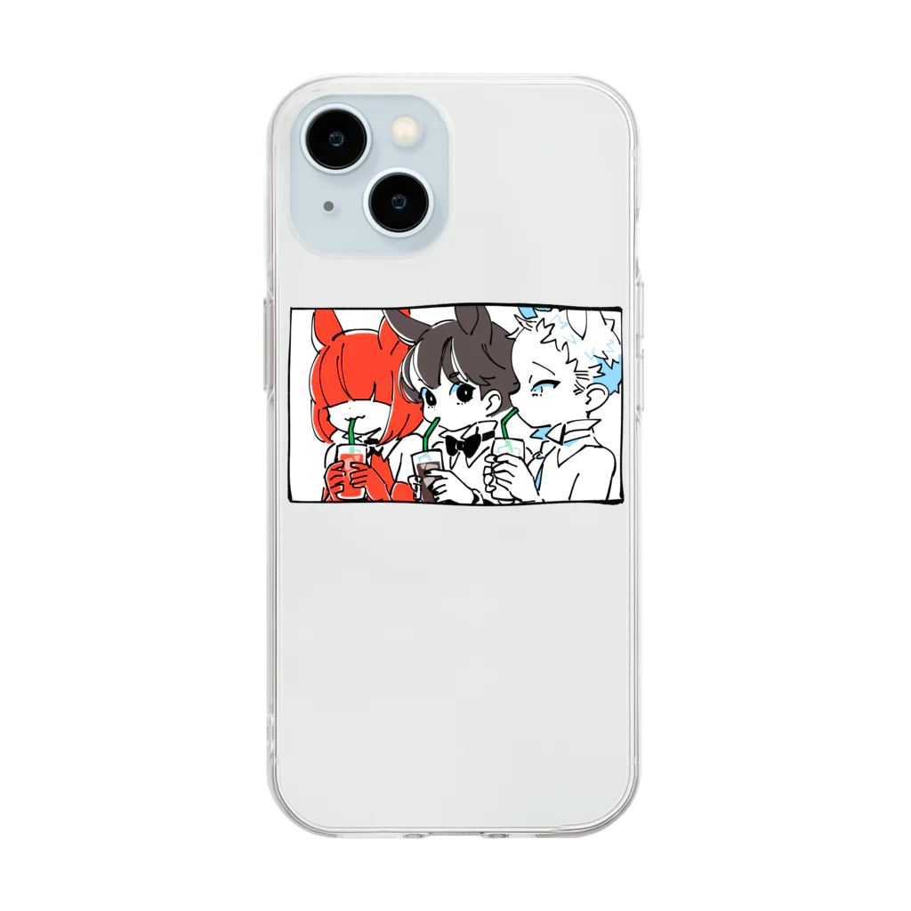 キナコのジュース Soft Clear Smartphone Case