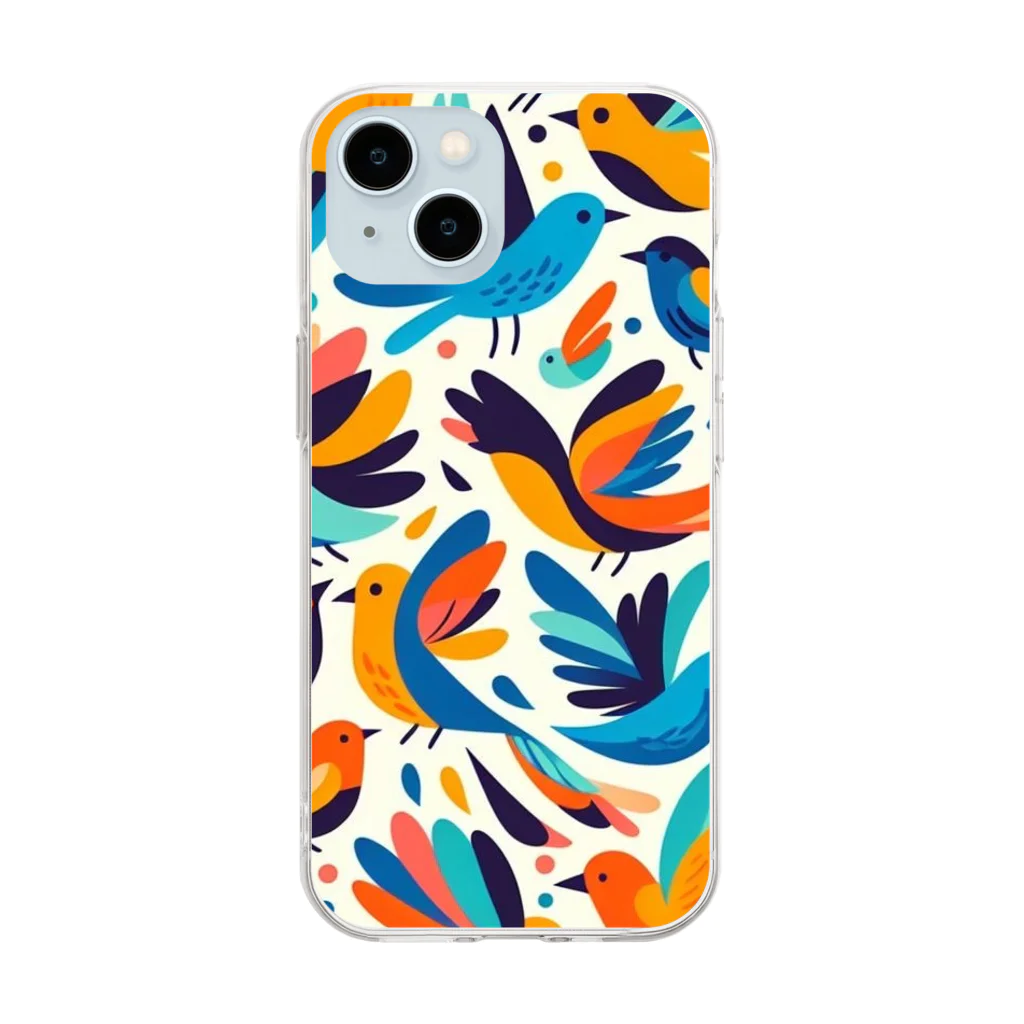 ok13のカラフル鳥② Soft Clear Smartphone Case