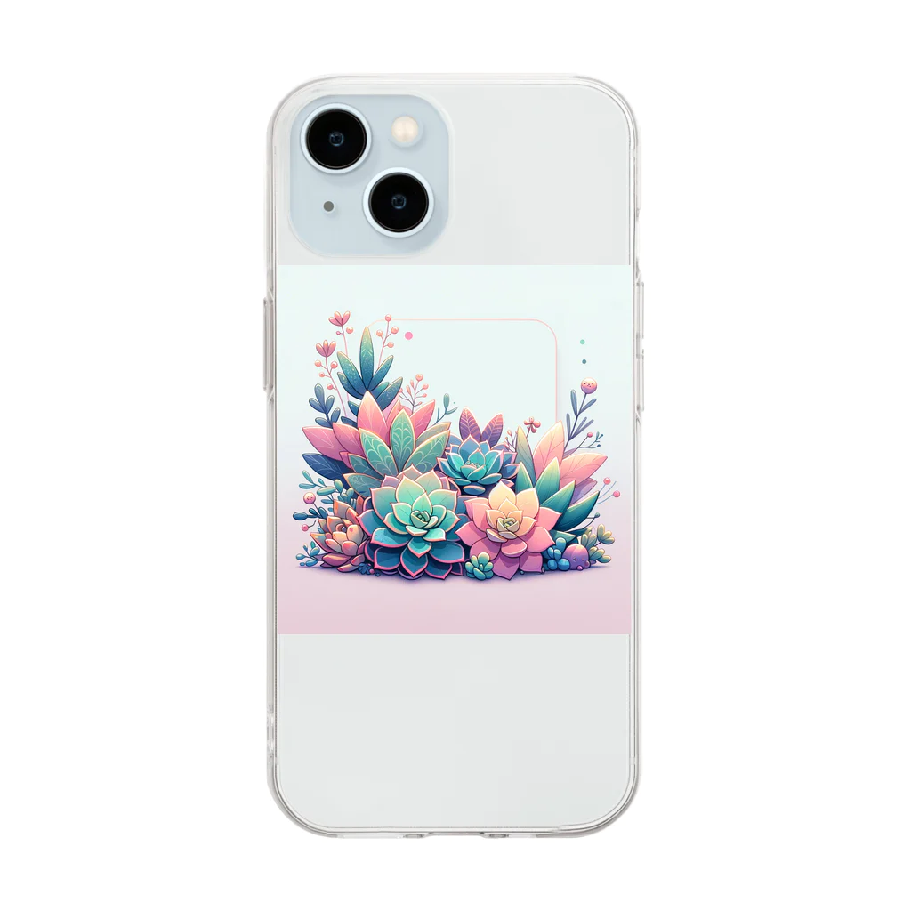 lil_tanikuの綺麗な多肉植物イラスト Soft Clear Smartphone Case